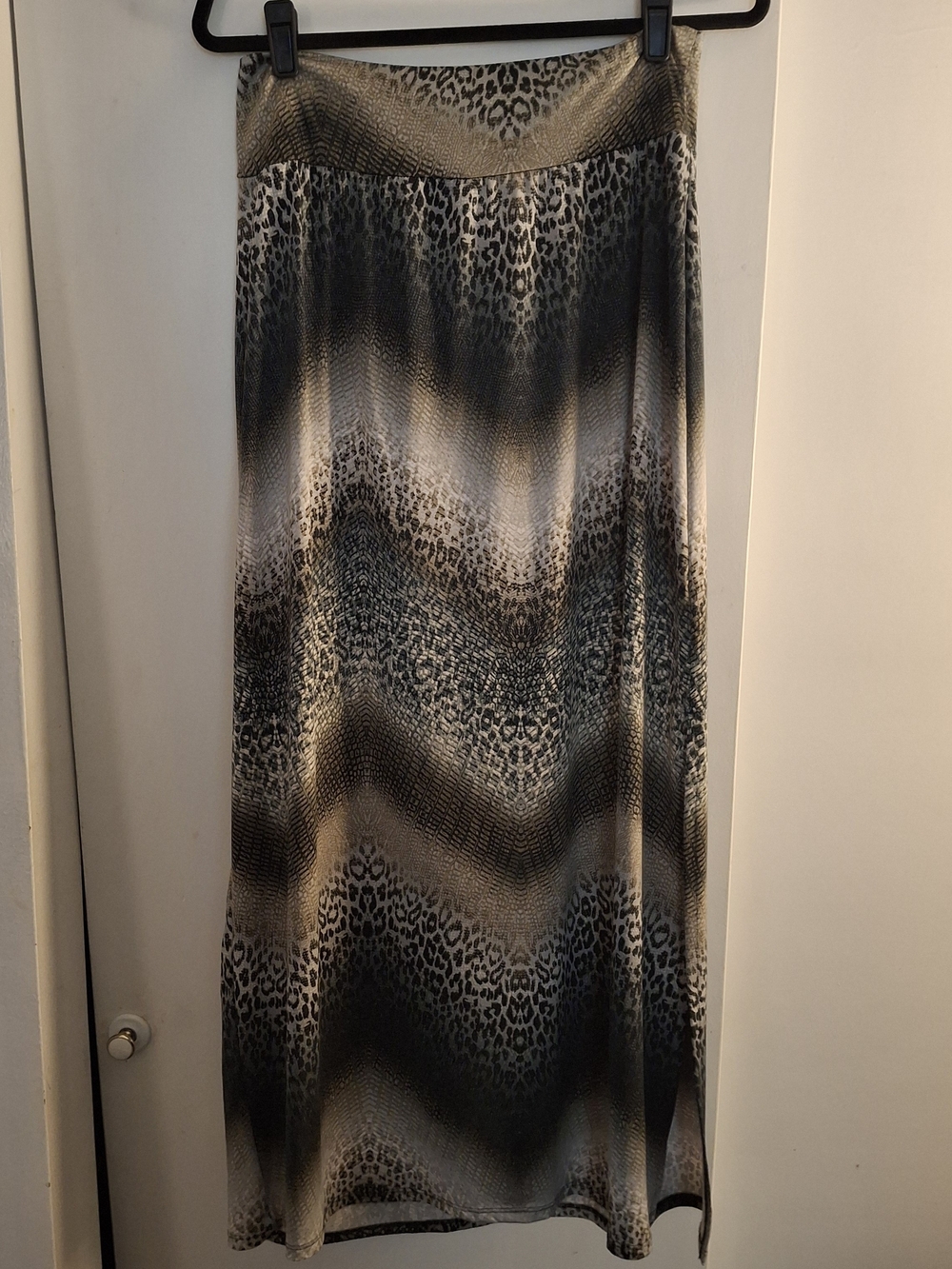 AGB Women's Animal Print Maxi Skirt in Black and Tan